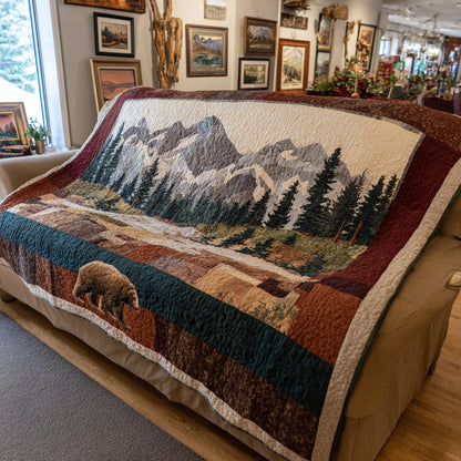 Alpine Lake Scene Quilted Blanket NCU0LDH754