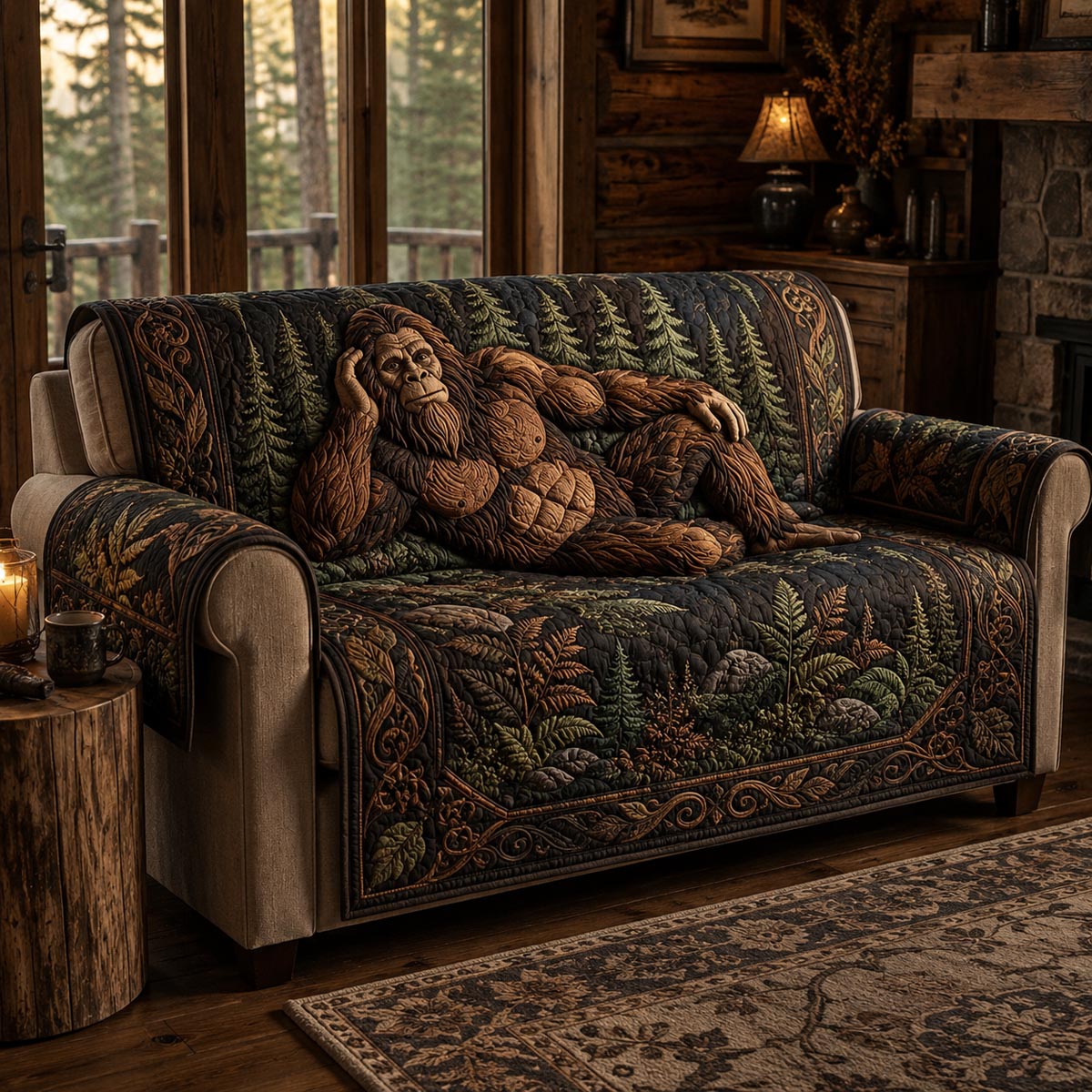 Alpine Night Sasquatch Quilted Sofa Cover NCU0DV2209