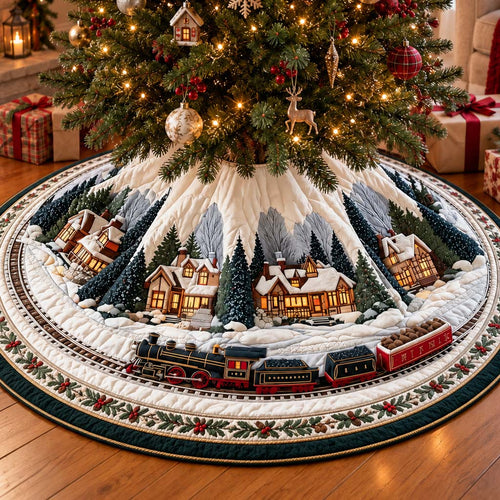Alpine Village Christmas Quilted Tree Skirt NCU0HNH1269