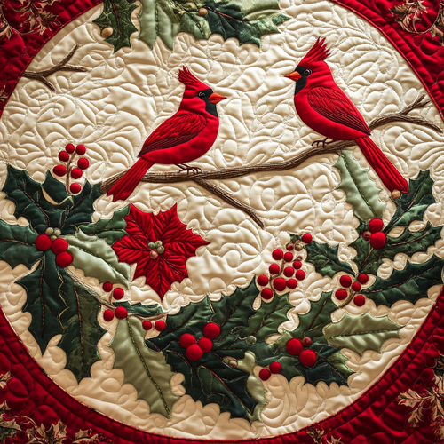 Amazing Cardinal Quilted Round Mat NCU0DV1081
