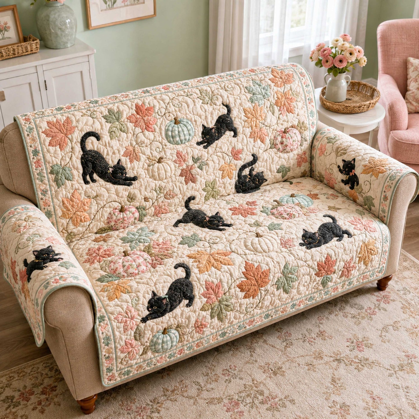 Amber Cat Quilted Sofa Cover NCU0NTD2132