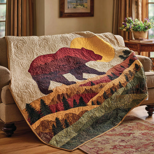 Amber Mountain Bear Quilted Blanket NCU0LDH756