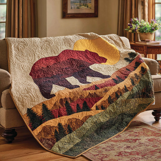 Amber Mountain Bear Quilted Blanket NCU0LDH756