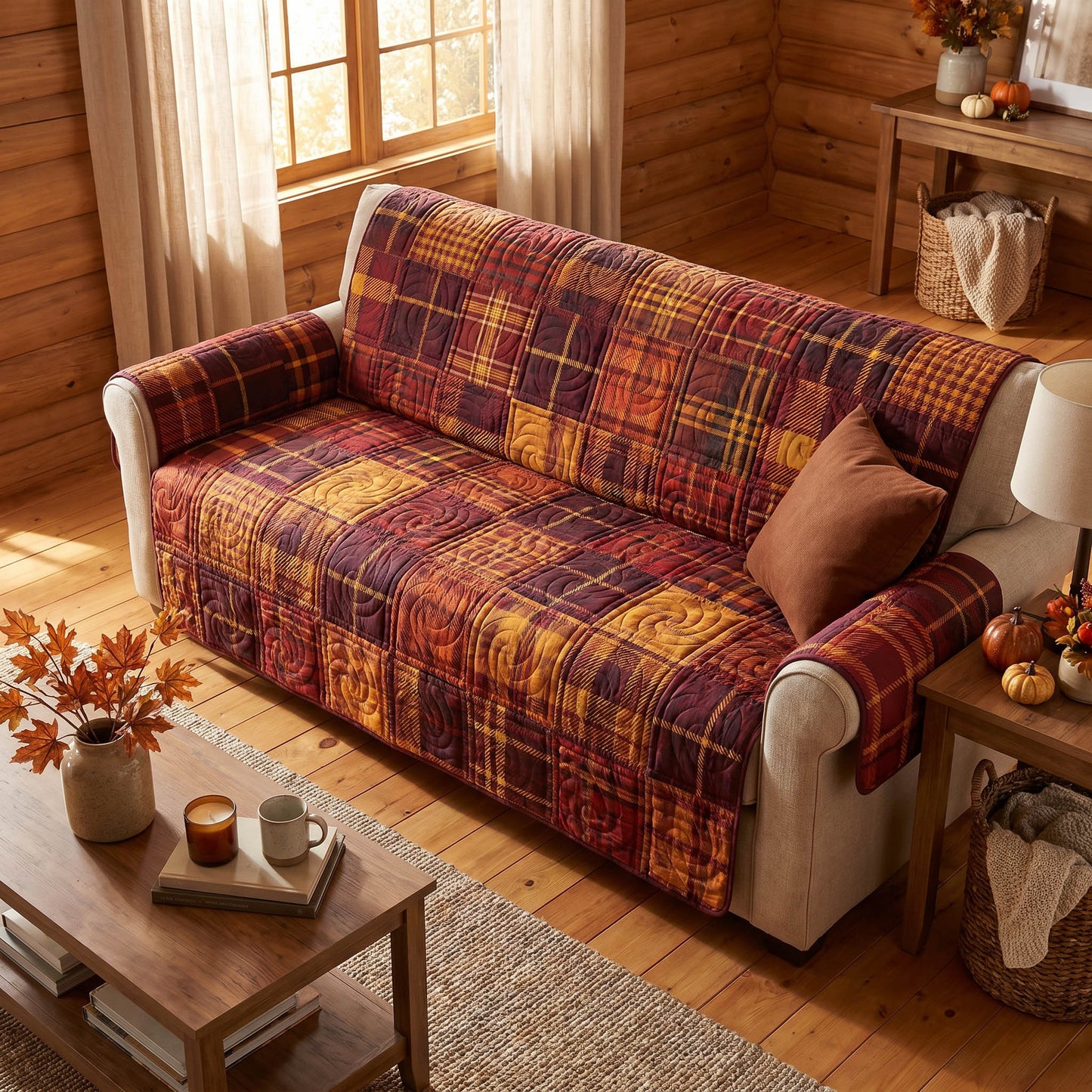 Amber Patchwork Quilted Sofa Cover NCU0NTD2008