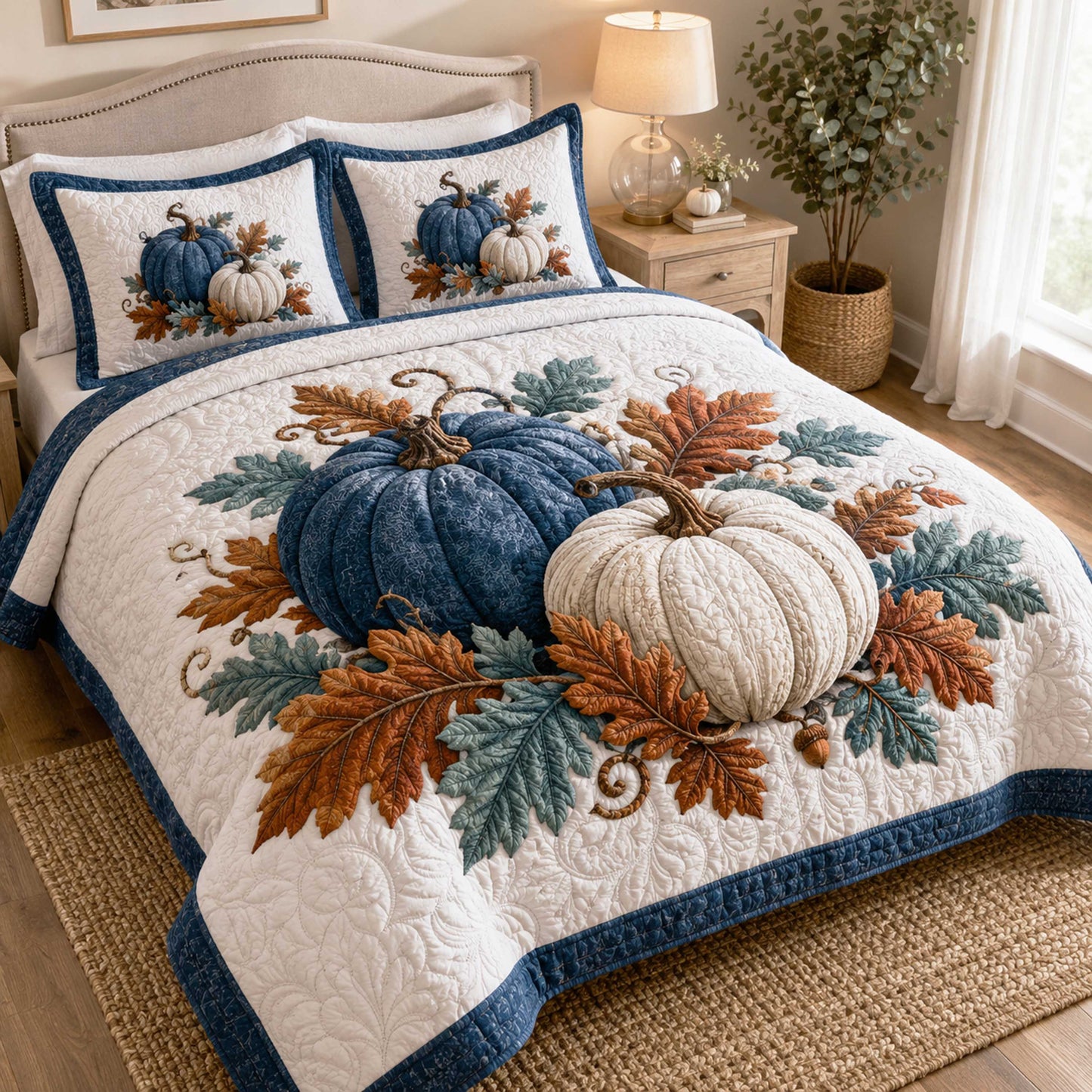 Amber Pumpkin 3-Piece Quilted Bedding Set NCU0NTD2072