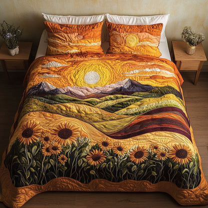 Amber Sunset Peaks 3-Piece Quilted Bedding Set NCU0NNT302