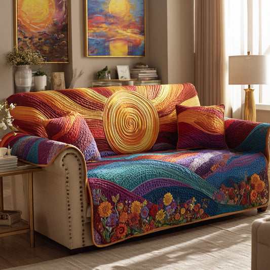 Amber Tide Quilted Sofa Cover NCU0LDH608