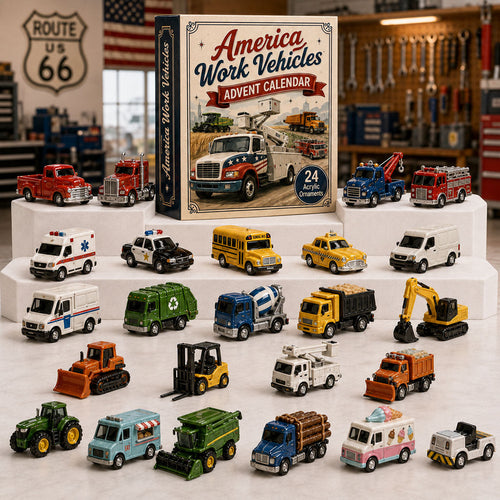 CHRISTMAS KICKOFF 40% OFF - America Work Vehicles Advent Calendar 2026 - 24-Day Festive Countdown, Acrylic Charms Blind Box - Gift For Car Lovers AC0TH200