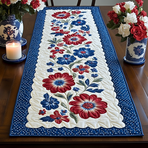 American Blooms Quilted Table Runner NCU0NVH245