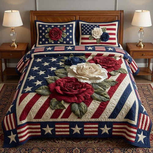 American Bouquet 3-Piece Quilted Bedding Set NCU0DQQ0590