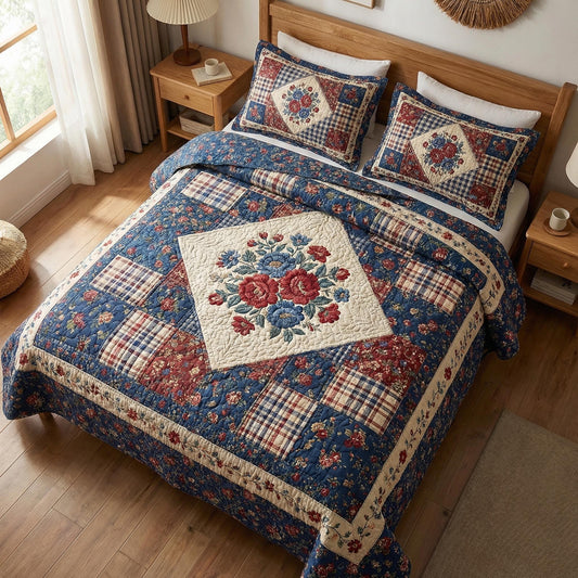 American Garden 3-Piece Quilted Bedding Set NCU0NTD1827