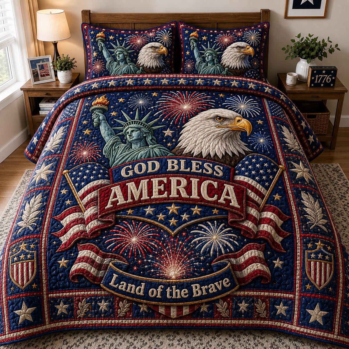 American Valor 3-Piece Quilted Bedding Set NCU0DV2179