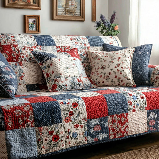 Americana Charm Quilted Sofa Cover NCU0LDH502
