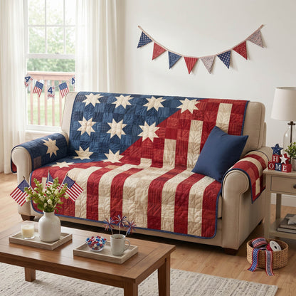 Americana Patch Quilted Sofa Cover NCU0NTD1974