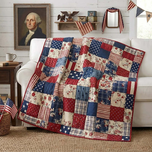 Americana Patchwork Quilted Blanket NCU0DQQ0532