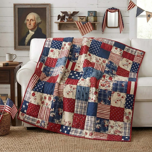 Americana Patchwork Quilted Blanket NCU0DQQ0532