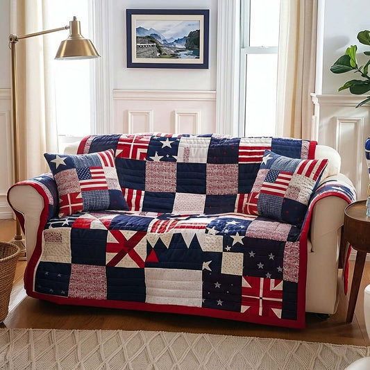 Americana Patchwork Quilted Sofa Cover NCU0DQQ0445