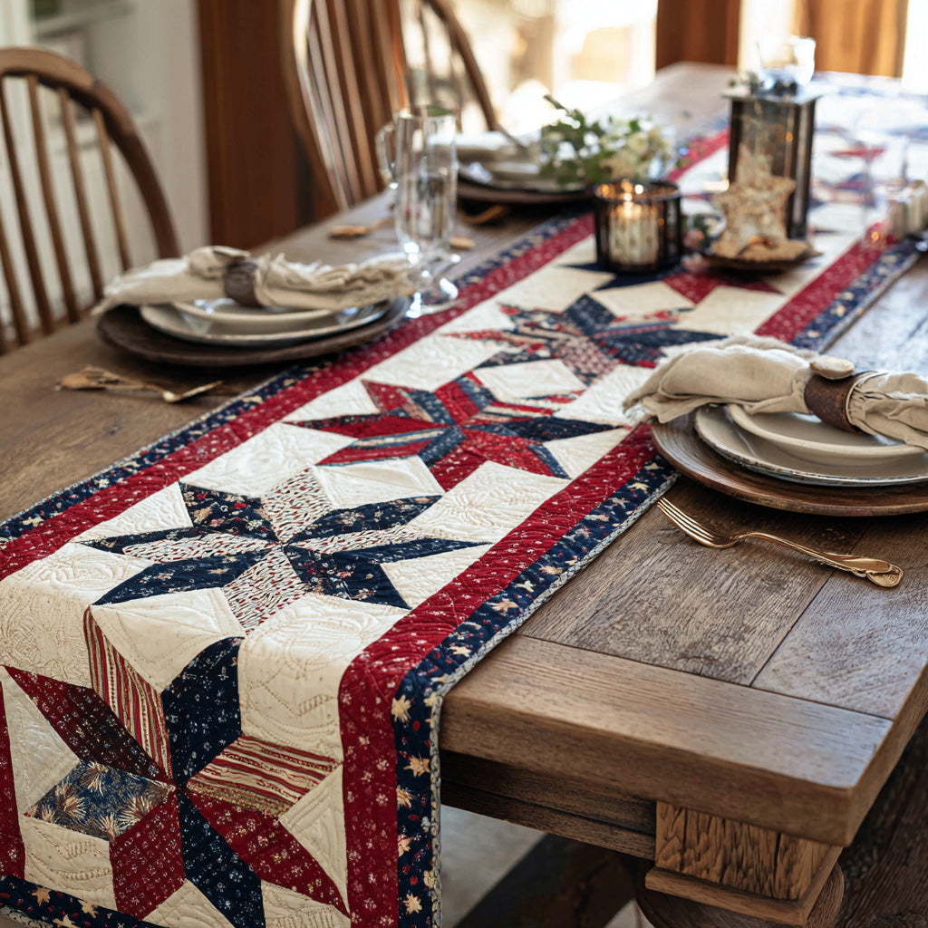 Americana Patchwork Quilted Table Runner NCU0LDH471