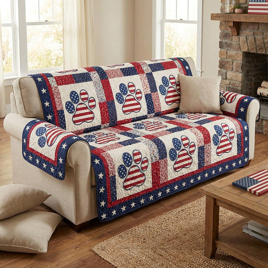 Americana Paws Quilted Sofa Cover NCU0NTV1066