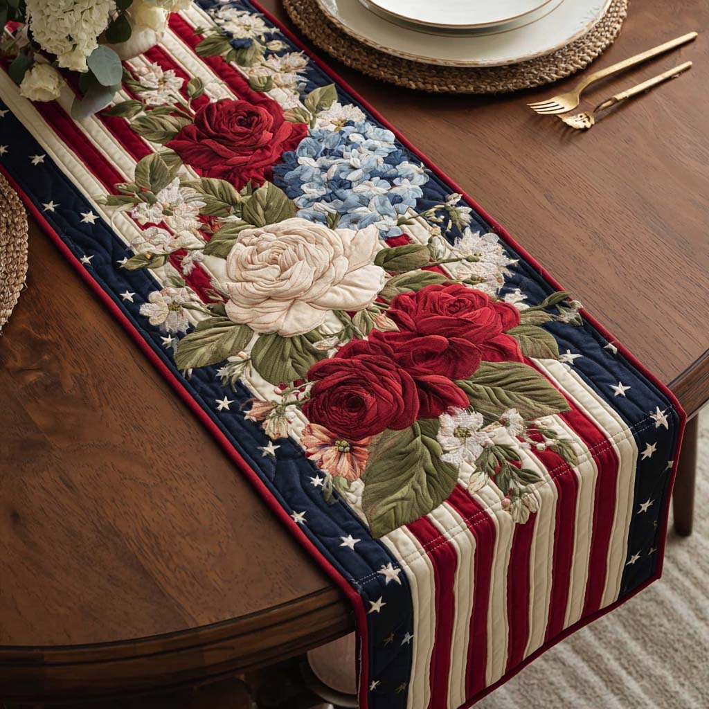 Americana Rose Quilted Table Runner NCU0DQQ0518