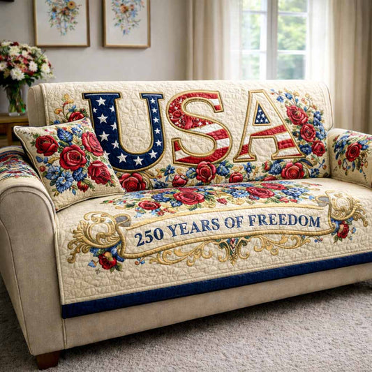 Americana Spirit Quilted Sofa Cover NCU0NXD1642