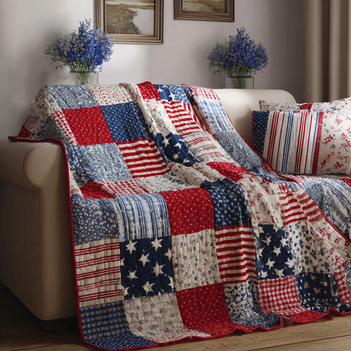 Americana Stripes Quilted Blanket NCU0LDH506