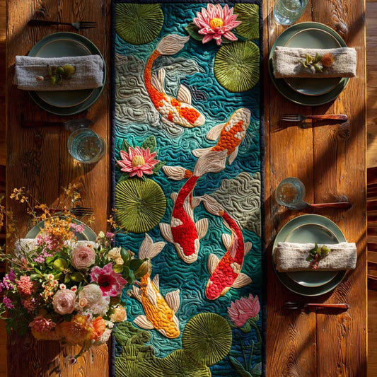Ancestral Koi Flow Quilted Table Runner NCU0HNH989