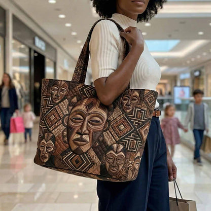 Ancestral Masks Quilted Classic Tote Bag NCU0NXD1822