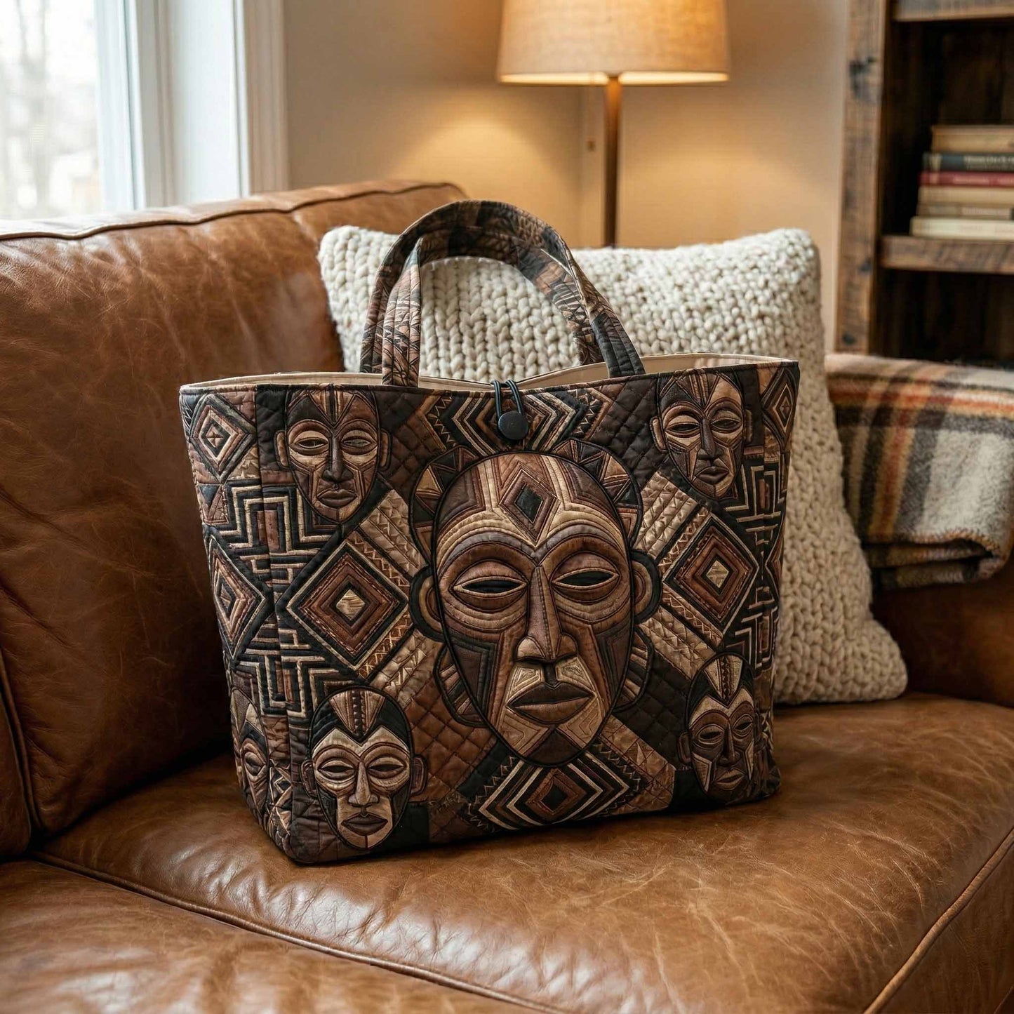 Ancestral Masks Quilted Classic Tote Bag NCU0NXD1822