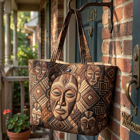 Ancestral Masks Quilted Classic Tote Bag NCU0NXD1822