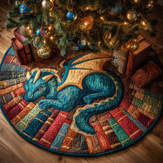 Ancient Book Dragon Christmas Quilted Tree Skirt NCU0NTD859