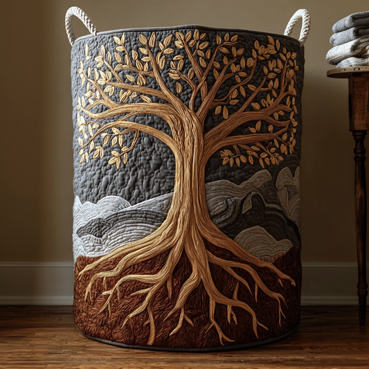Tree of Life Quilted Laundry Basket NCU0QN057