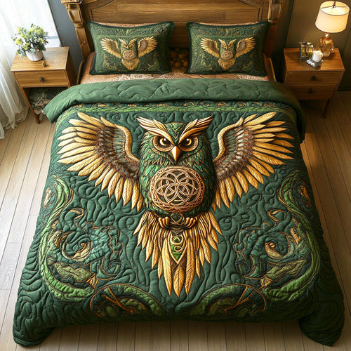 Ancient Night Owl 3-Piece Quilted Bedding Set NCU0NTD634