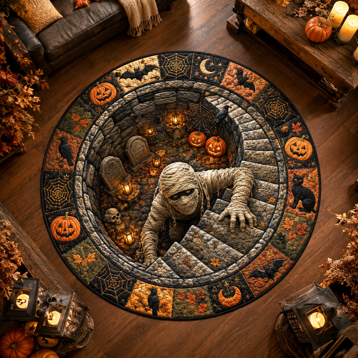 Ancient Tomb Quilted Round Mat NCU0NTV1171
