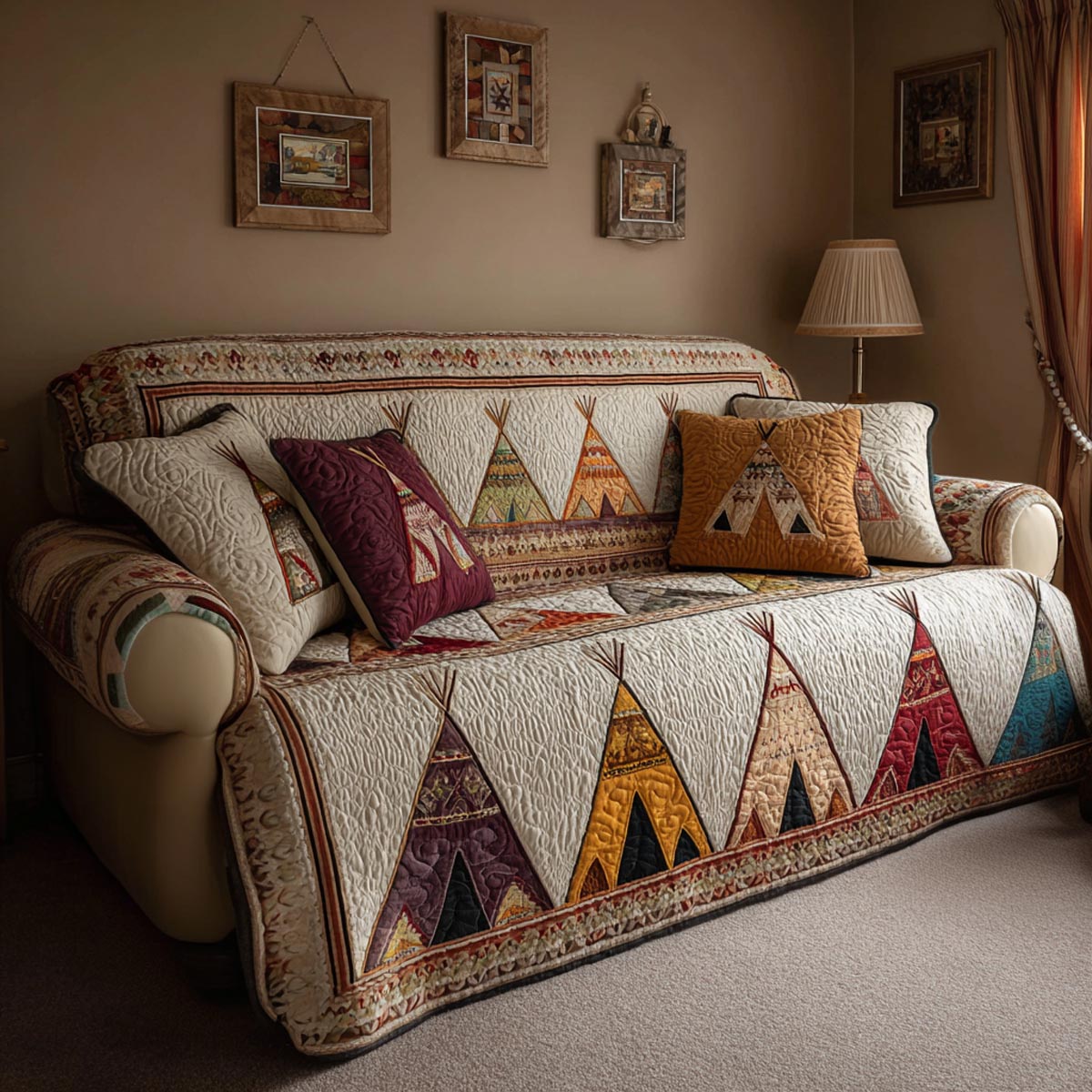 Heritage Fabric Quilted Sofa Cover NCU0NXD1813 main image 1