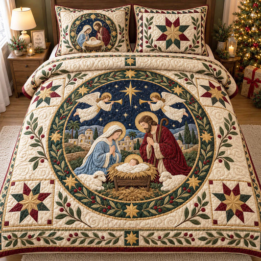 Angel Glory 3-Piece Quilted Bedding Set NCU0NTD2326