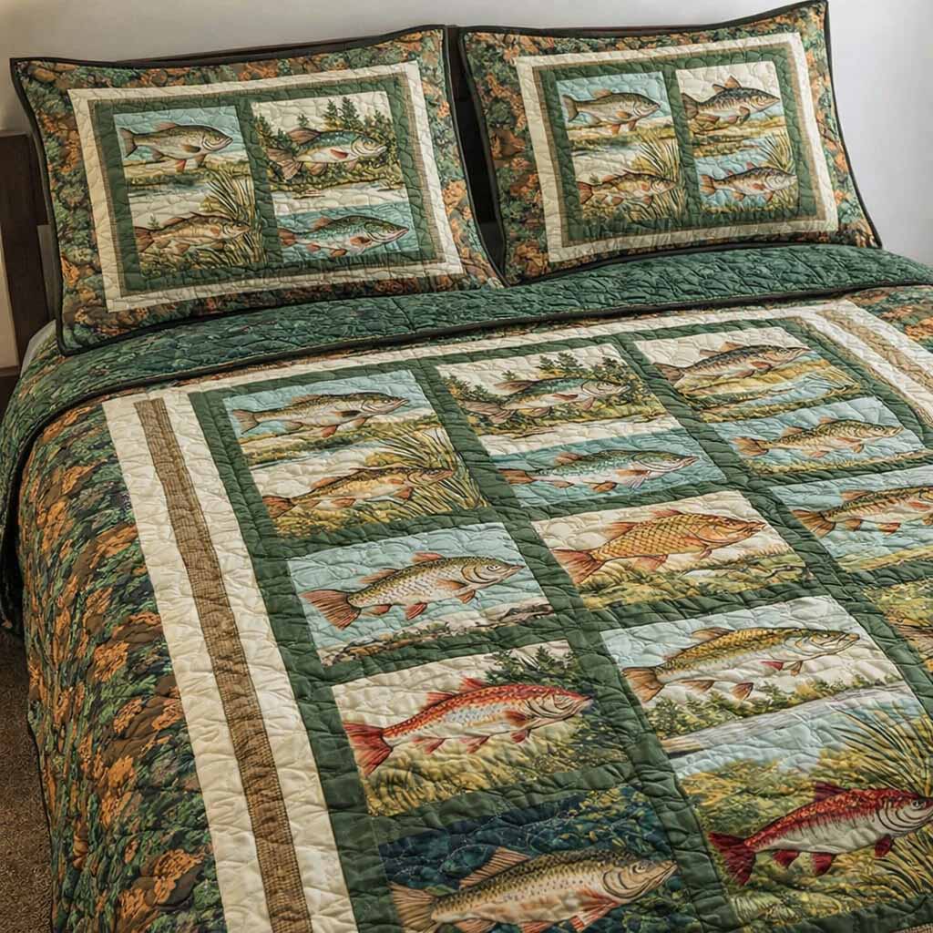Angler Dream 3-Piece Quilted Bedding Set NCU0NXD1691