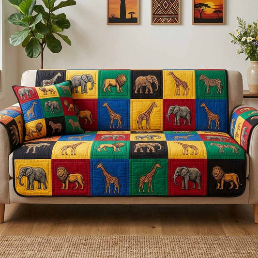 Animal Blocks Quilted Sofa Cover NCU0NXD1840
