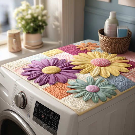 Antique Floral Quilted Washer and Dryer Cover NCU0PTT976