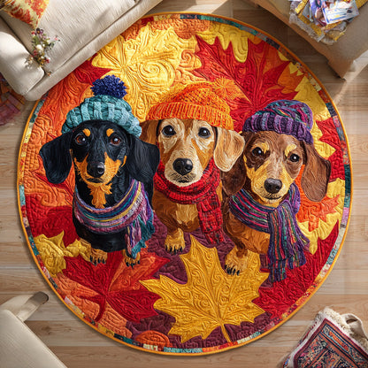Antique Dachshund Quilted Round Mat NCU0HNH1182