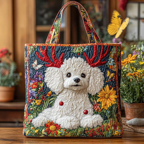 Antler Meadow Pup Quilted Tote Bag NCU0NXD683