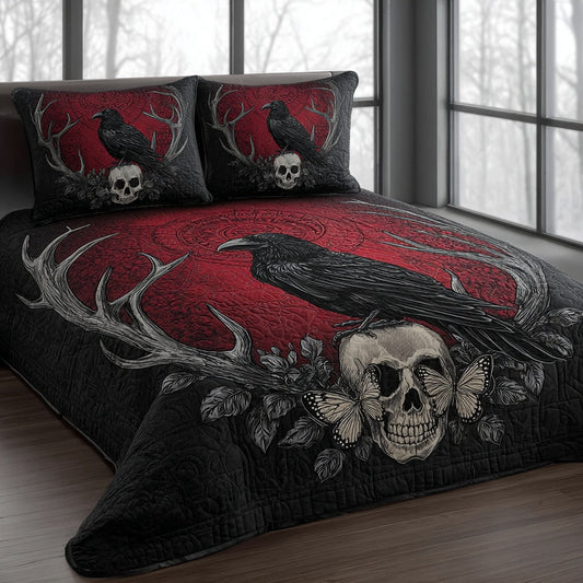 Antler Skull 3-Piece Quilted Bedding Set NCU0PVL936