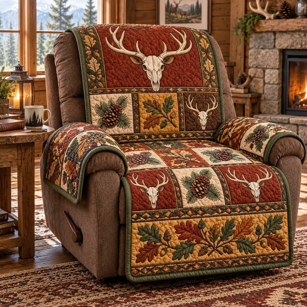 Antler Skull Patchwork Quilted Sofa Cover NCU0NTD2353