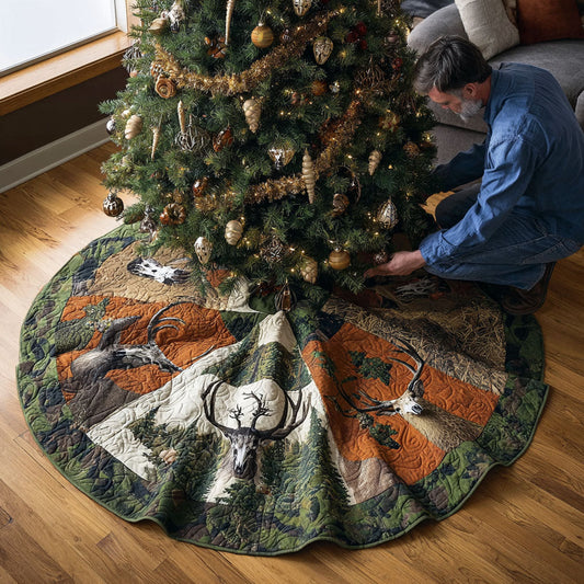 Antler Summit Christmas Quilted Tree Skirt NCU0PTT1914