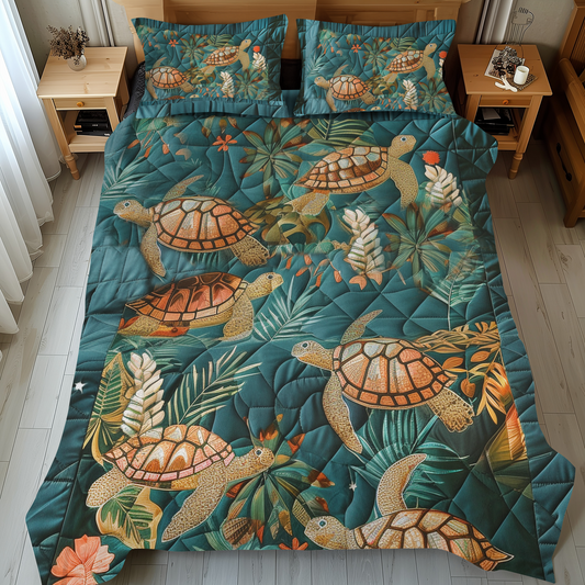 Aqua Oasis 3-Piece Quilted Bedding Set NCU0DV050