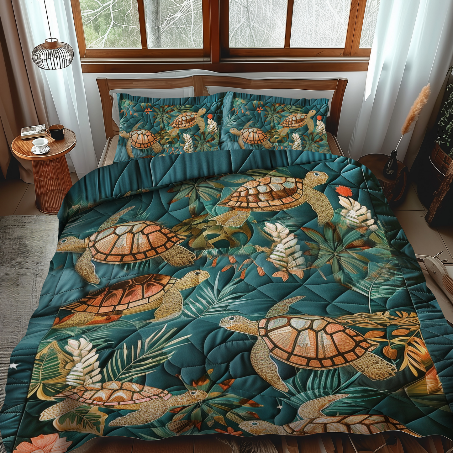 Aqua Oasis 3-Piece Quilted Bedding Set NCU0DV050