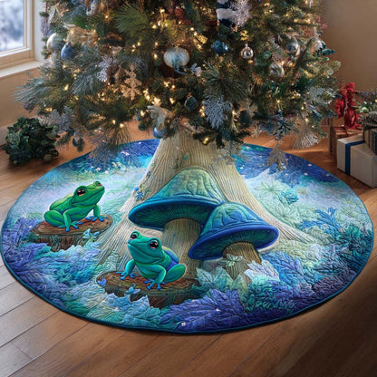 Aqua Frog Haven Quilted Tree Skirt NCU0NXD1066