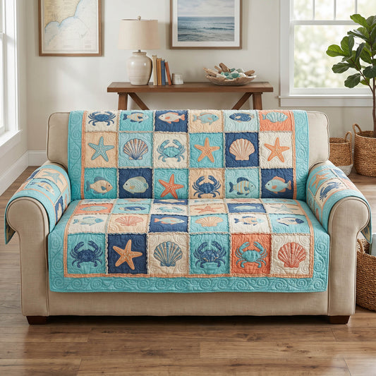 Aqua Harbor Quilted Sofa Cover NCU0NTD1882