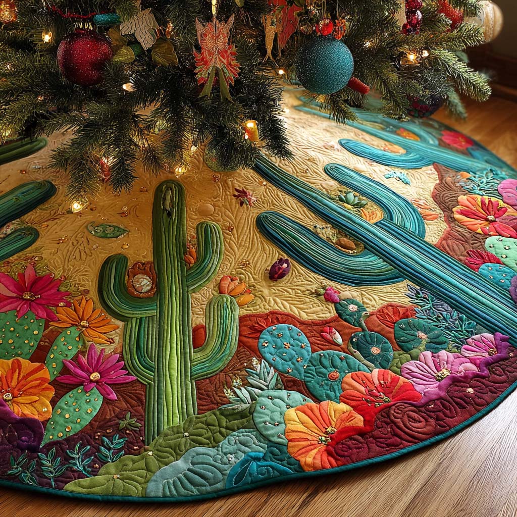 Aqua Ridge Cactus Quilted Tree Skirt NCU0NXD1103