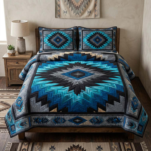 Arctic Blue Star 3-Piece Quilted Bedding Set NCU0DQQ0705